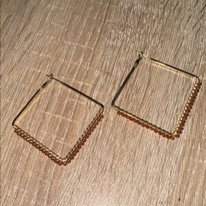 Elegant Gold & pink Beaded Hoop Earrings square
